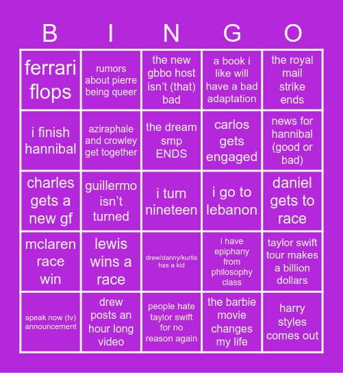 2023 bingo Card