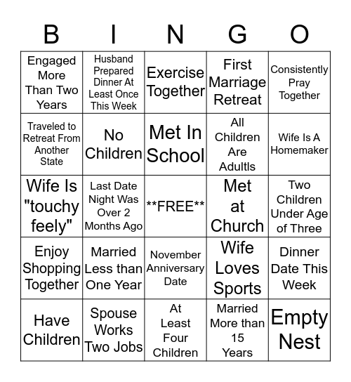 Unstoppable Love Bingo Card