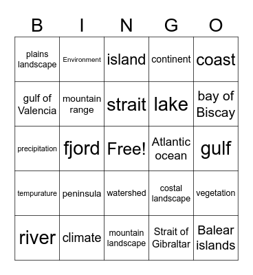 geography of europe Bingo Card