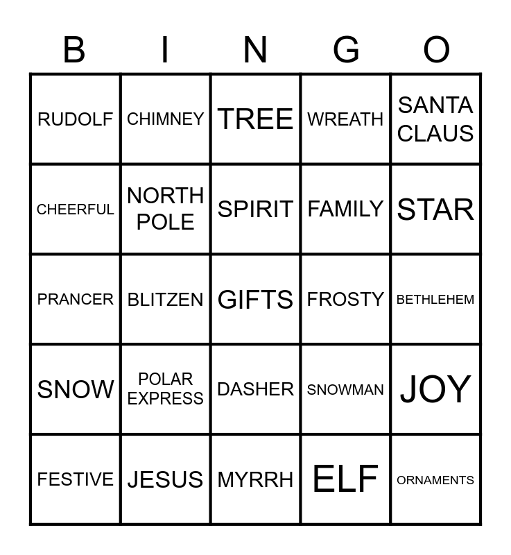 Christmas Bingo Card