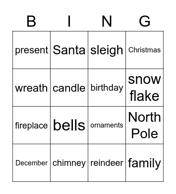 Christmas Bingo Card