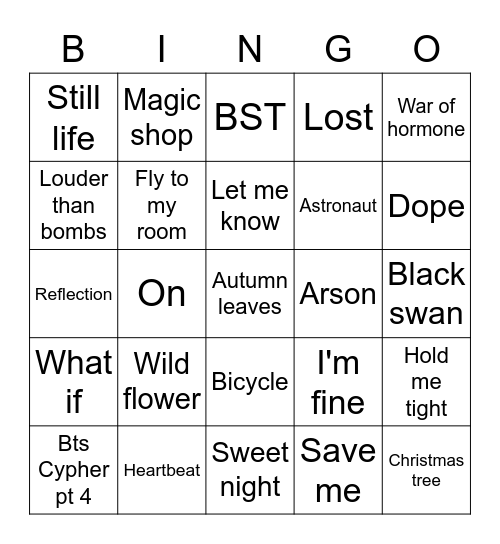 @nochuadore Bingo Card