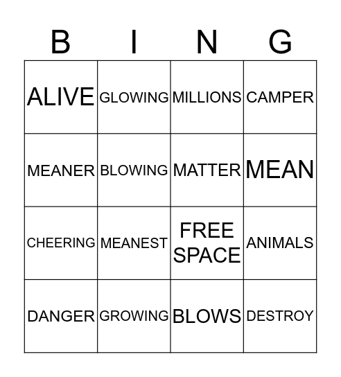 VOCAB BINGO Card