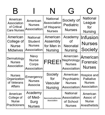 Organization bingo Card