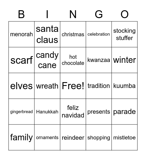 Christmas Bingo Card