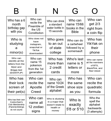 EM Retreat Bingo Card