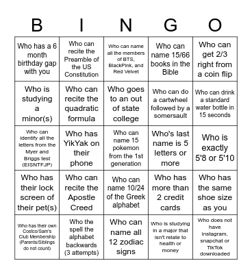 EM Retreat Bingo Card