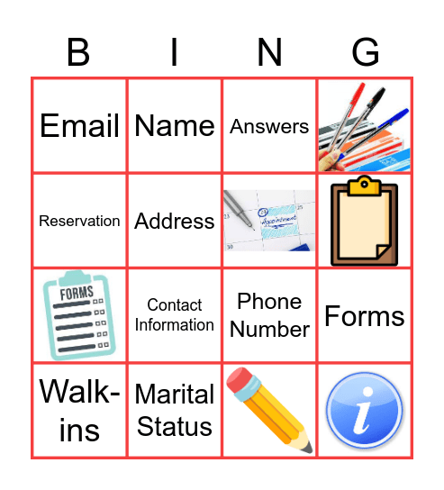 Appointments & Forms Bingo Card