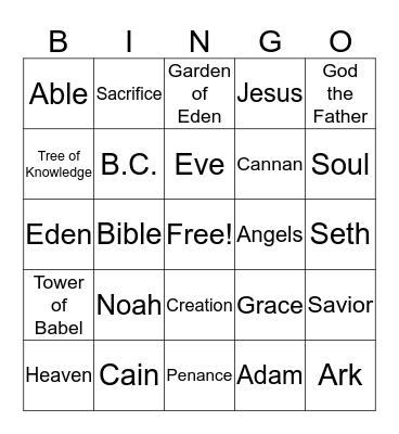 Old Testament  Bingo Card
