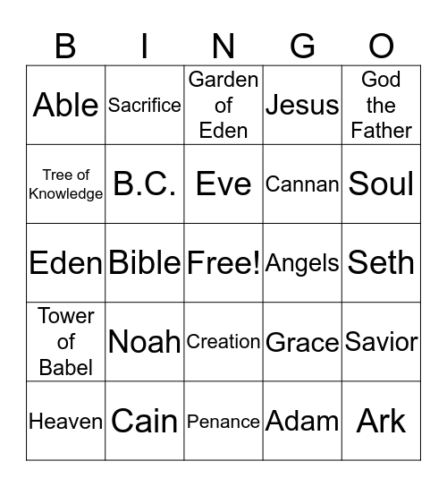 Old Testament  Bingo Card