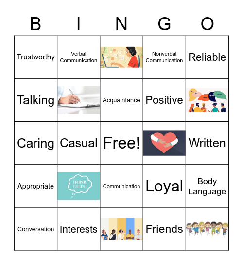 Friendships, Communication, Problem Solving Bingo Card