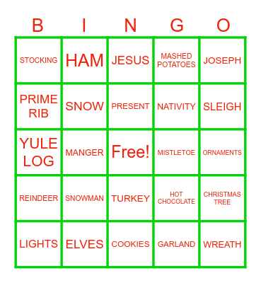 MERRY CHRIMUS Bingo Card