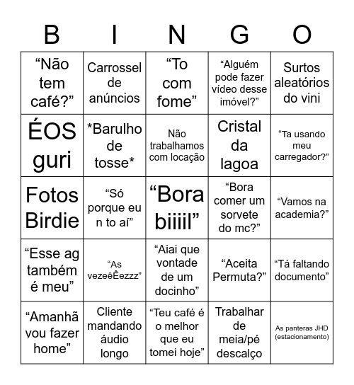 BINGOU DA JHD Bingo Card