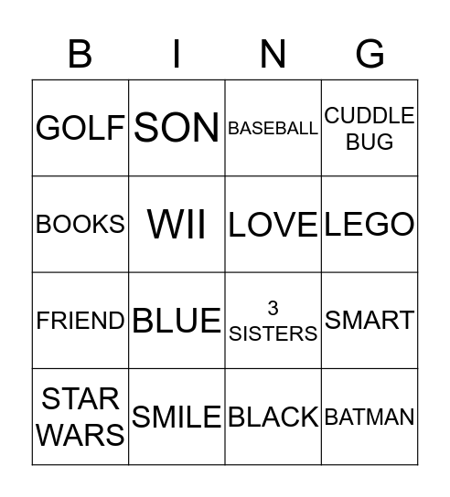 EVAN'S 6TH BIRTHDAY BINGO Card