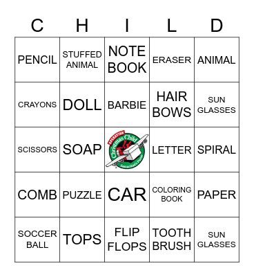 OPERATION CHRISTMAS CHILD Bingo Card