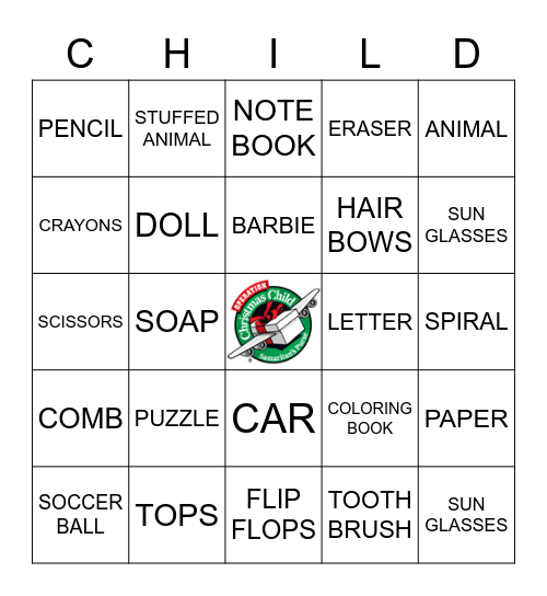 OPERATION CHRISTMAS CHILD Bingo Card