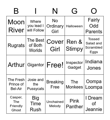 Theme Songs 3 Bingo Card