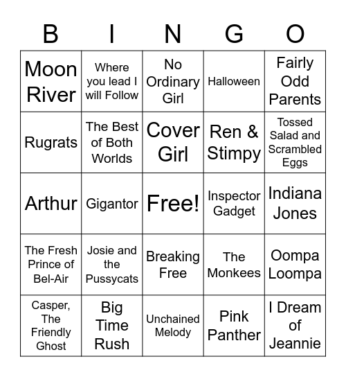 Theme Songs 3 Bingo Card