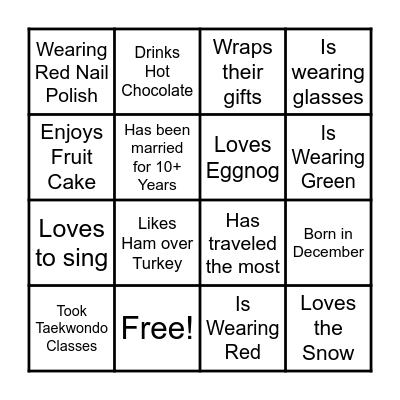 Getting to Know You Bingo Card