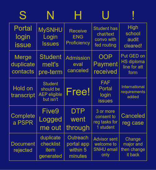 What's Going on in Unify? Bingo Card