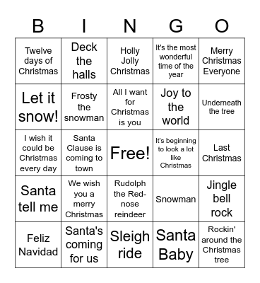 CHRISTMAS JINGO BINGO Card
