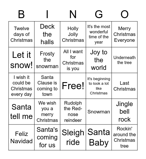 CHRISTMAS JINGO BINGO Card