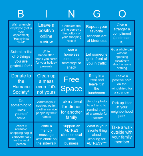 ALTRES BINGO Card