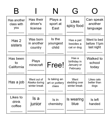 Find Someone Who Bingo Card