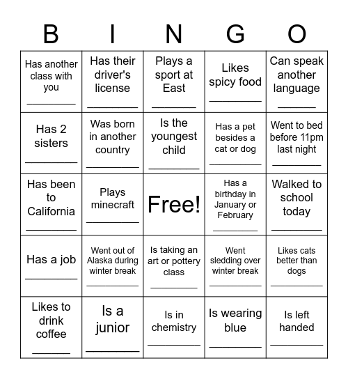 Find Someone Who Bingo Card