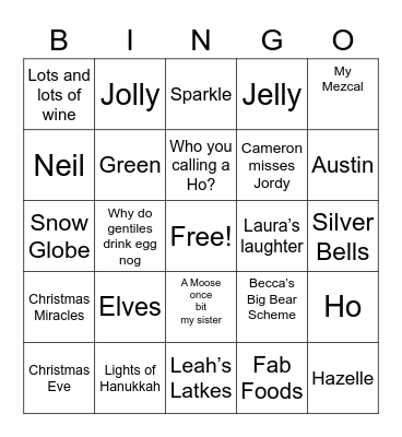 Big Bear Bingo Card