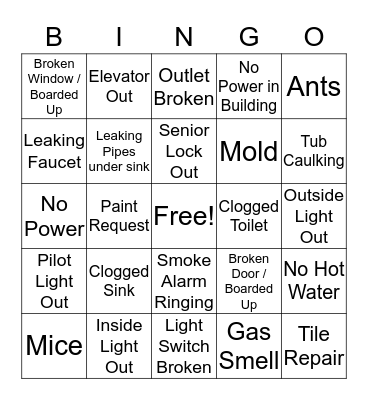 HA - Please write SR# in sqaures Bingo Card