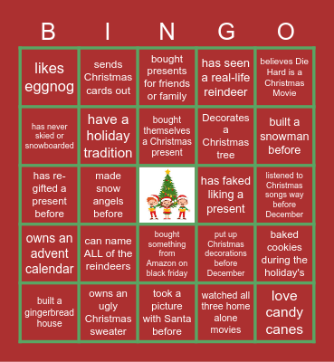 Virtual Holiday Bingo Card