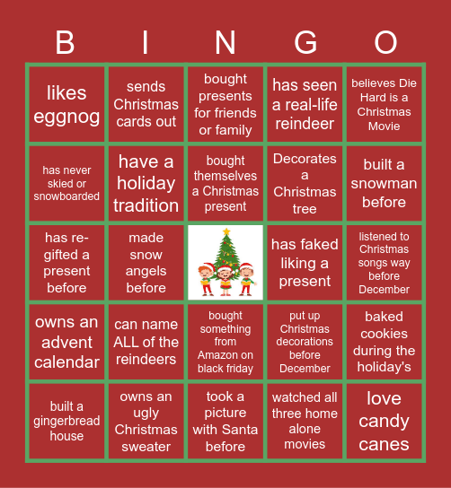 Virtual Holiday Bingo Card