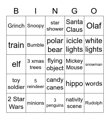 Light Hunt Bingo Card