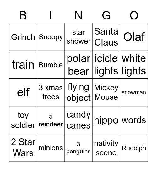 Light Hunt Bingo Card