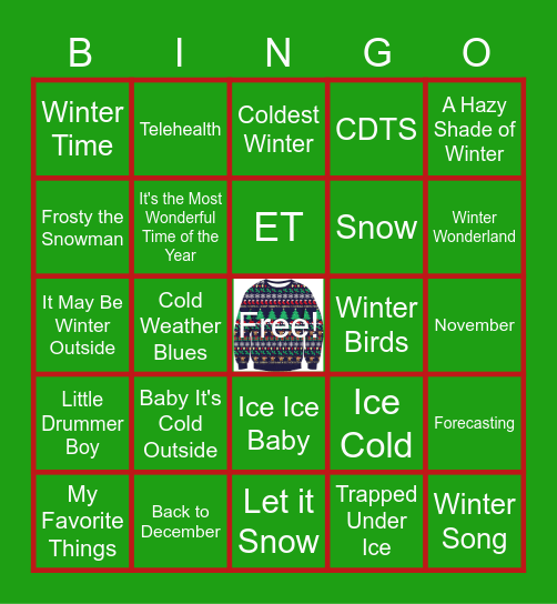 Winter Songs Bingo! Bingo Card