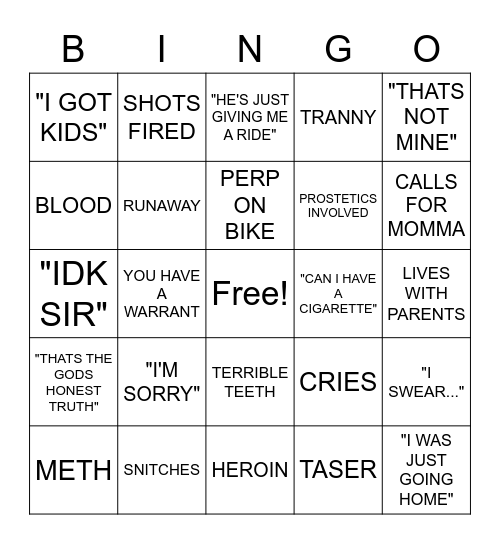 COPS BINGO Card