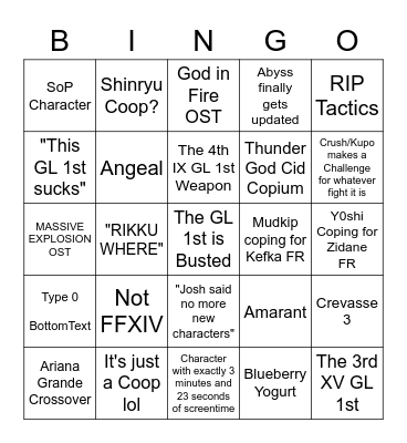 DFFOO 5th Anni GL 1st Bingo Card Bingo Card