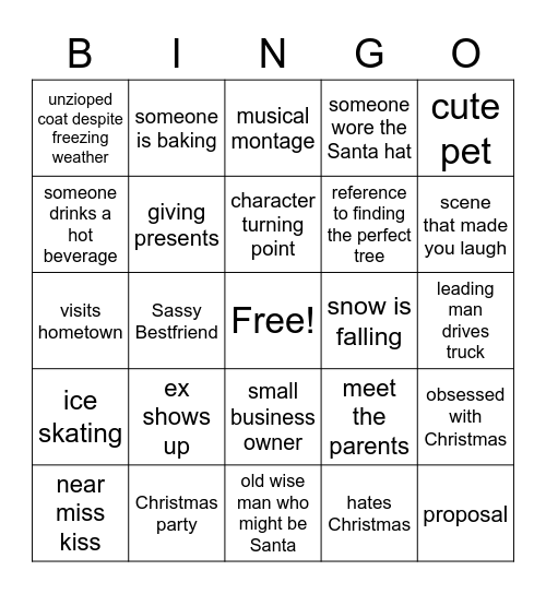 Christmas Movie Bingo Card