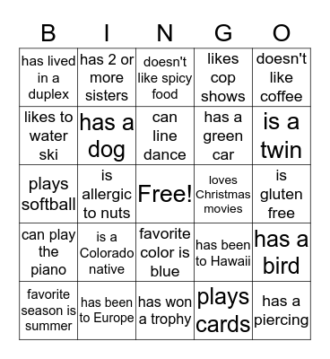 Storyline Bingo Card