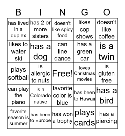 Storyline Bingo Card