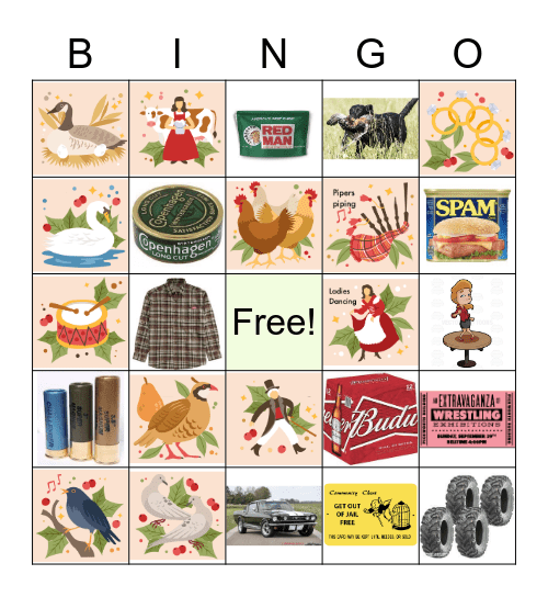 12 Days of Christmas (original & redneck) Bingo Card