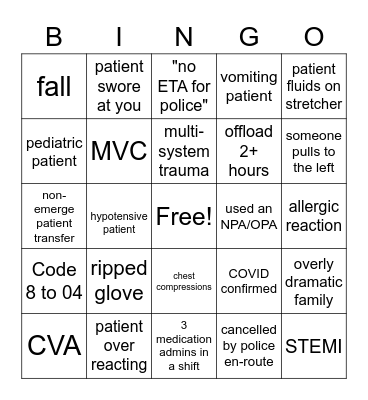 EMS BINGO Card