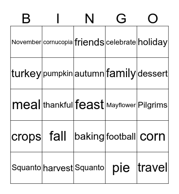 Thanksgiving Bingo Card