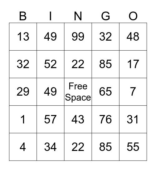 Place Value-- Tens and Ones Bingo Card