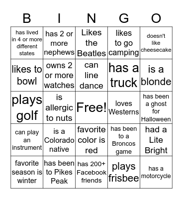 Storyline Bingo Card