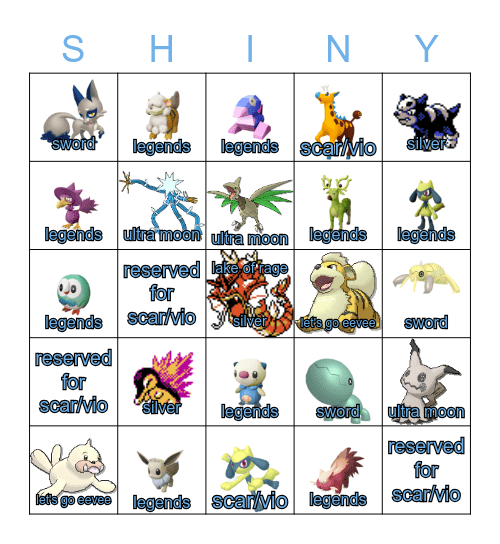 ★ Clover's 2023 Shiny Bingo ★ Bingo Card