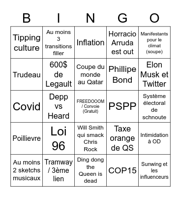 Infoman / Bye Bye 2022 Bingo Card