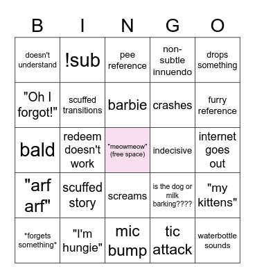 milktearss bingo Card