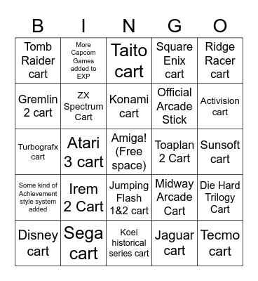 Evercade 2023 Bingo Card